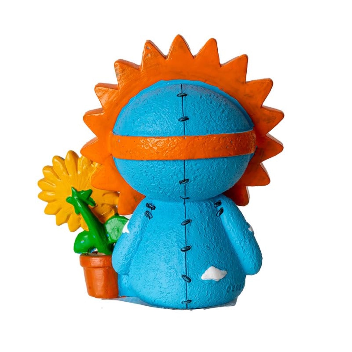 Furrybones Sol Figurine Skeleton in Sunflower Costume with Smiling Potted Sunflower Friend 2.8 inch
