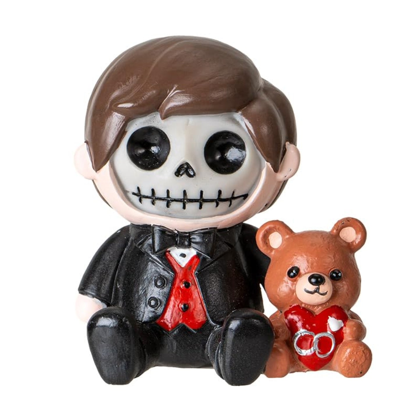 Furrybones Mr. Furrybones Figurine Skeleton in Formal Suit with Adorable Teddy Bear Friend 2.8 inch
