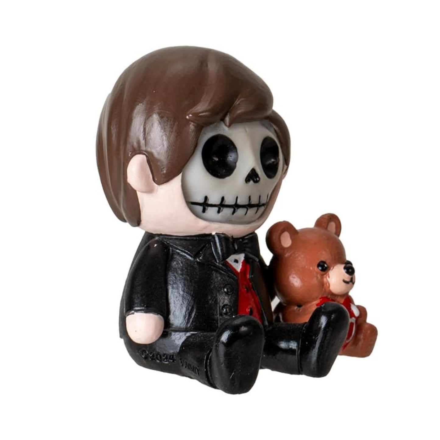 Furrybones Mr. Furrybones Figurine Skeleton in Formal Suit with Adorable Teddy Bear Friend 2.8 inch