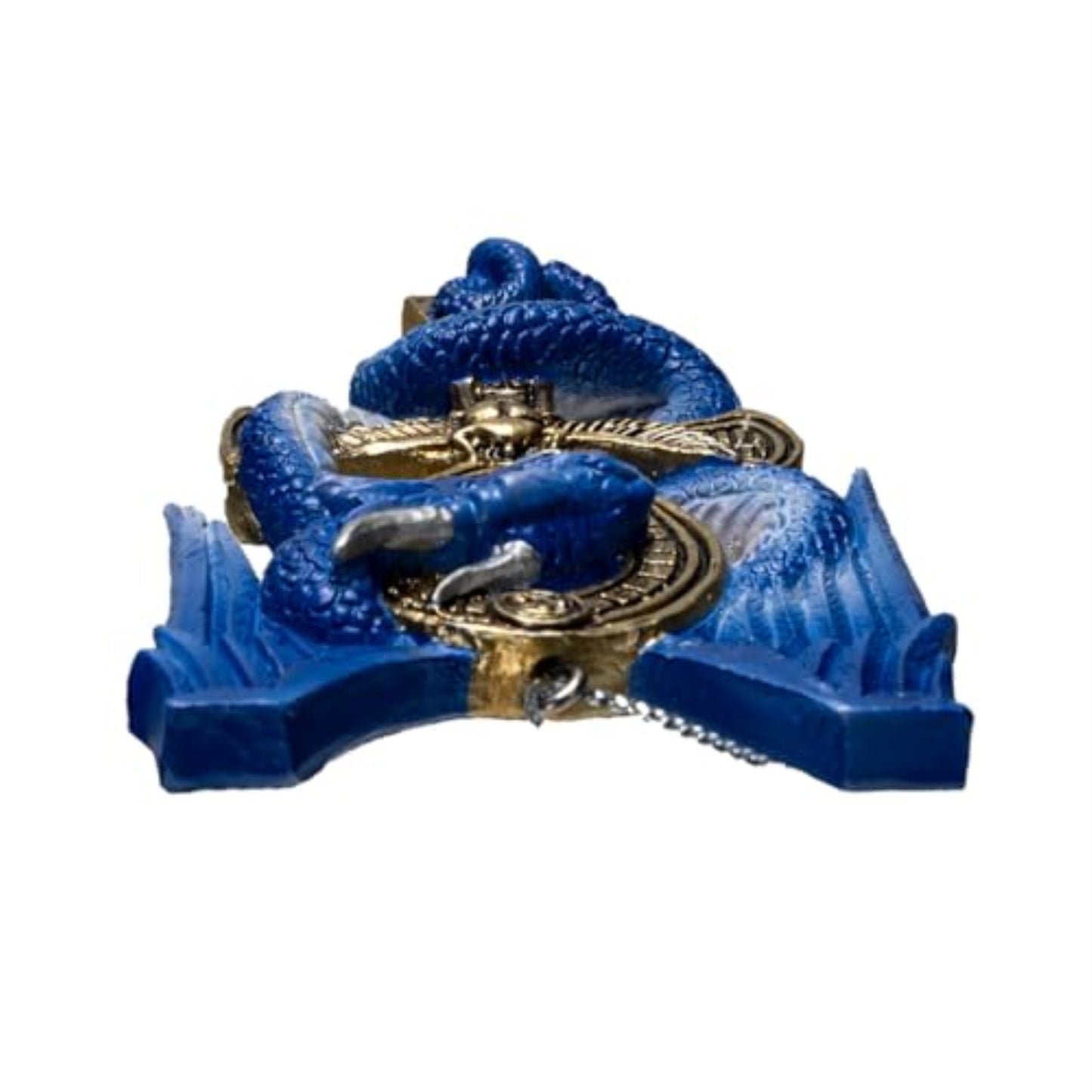 Anne Stoke Apep Guardian Dragon Ornament Detailed Fantasy Ankh Symbol with Blue Dragon Wings 3.8 inch