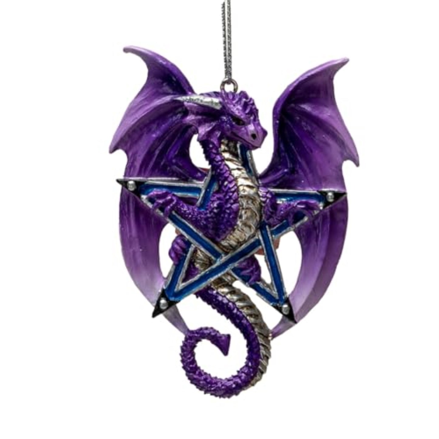 Lunar Magic Guardian Dragon Ornament by Anne Stokes Mystical Design with Purple Dragon Wings 3.75 inch