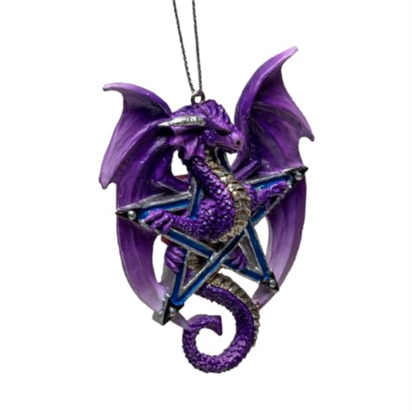 Lunar Magic Guardian Dragon Ornament by Anne Stokes Mystical Design with Purple Dragon Wings 3.75 inch