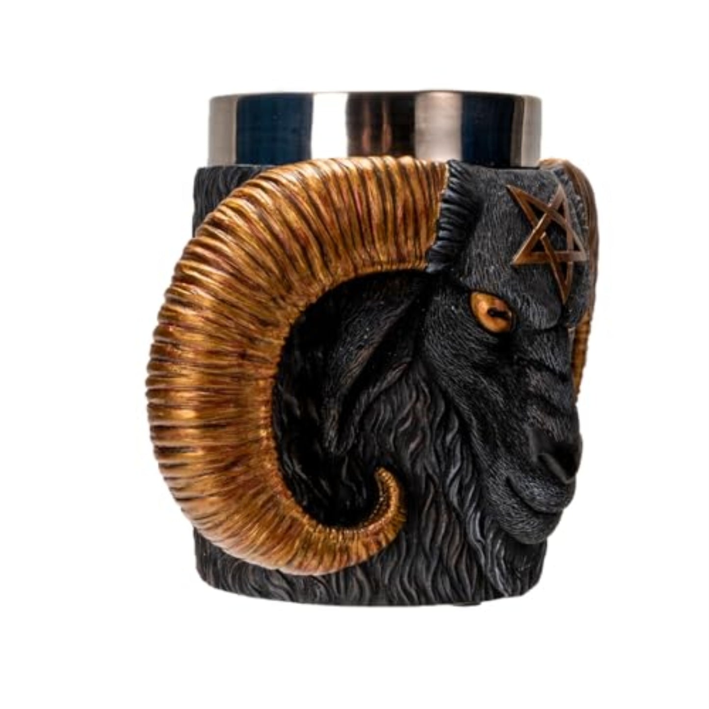 Baphomet Tankard Mug Unique Dual-Handle Goat Head Design with Pentagram 11 fl oz Capacity