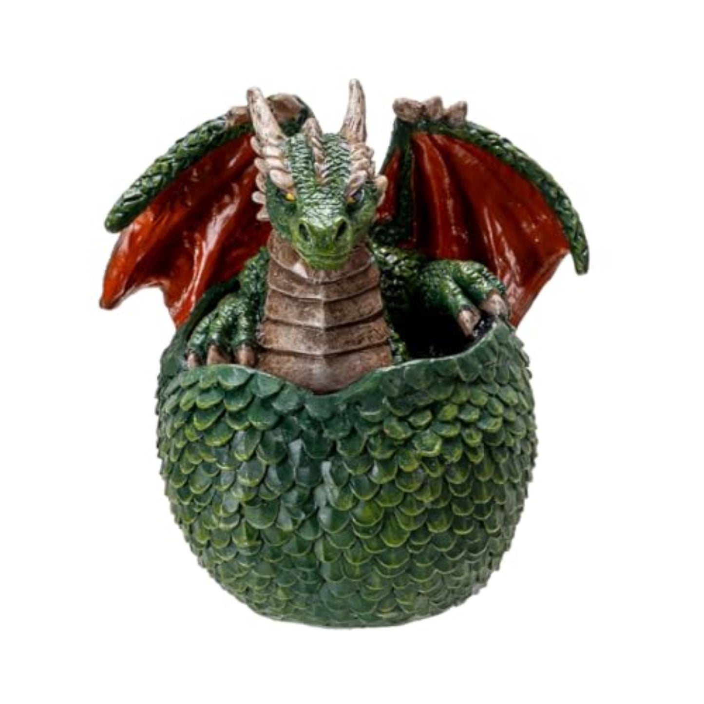 Green Dragon Hatchling Figurine Adorable Baby Dragon Emerging from Egg Fantasy Resin Sculpture 3.54 inch Tall