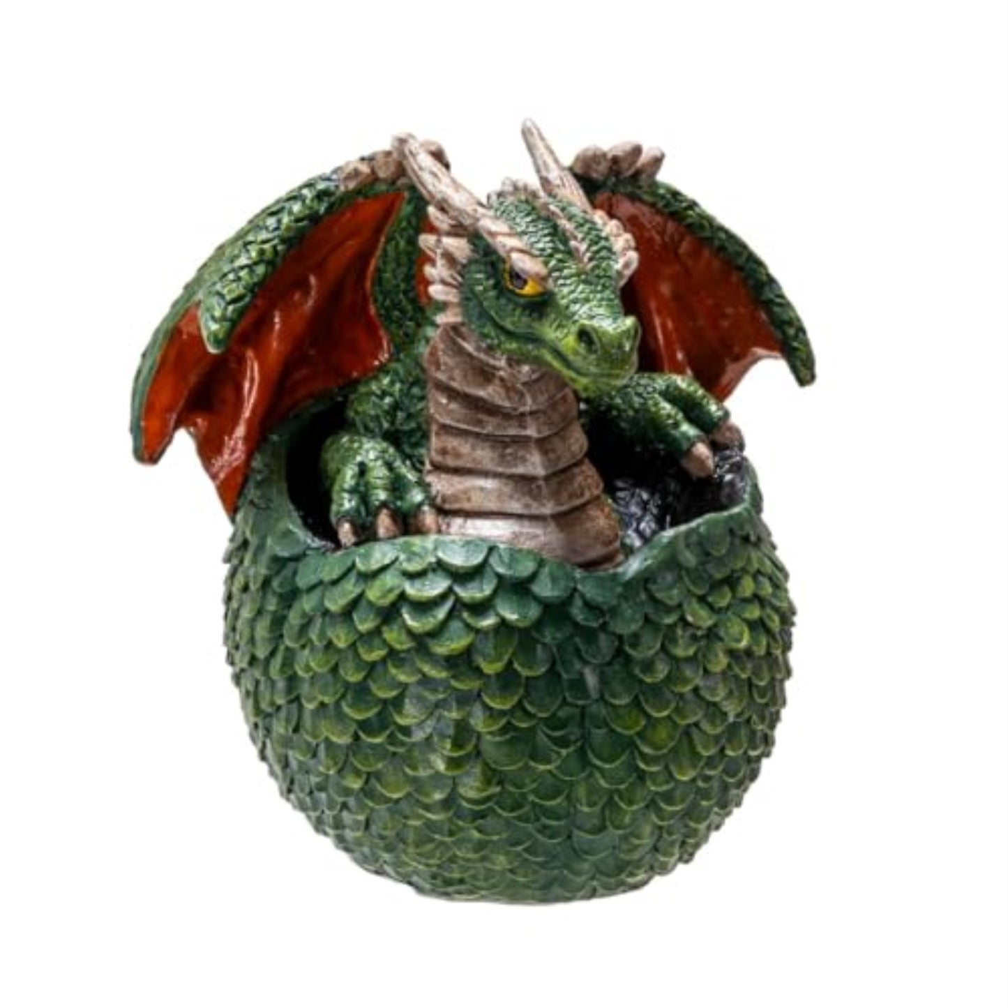 Green Dragon Hatchling Figurine Adorable Baby Dragon Emerging from Egg Fantasy Resin Sculpture 3.54 inch Tall