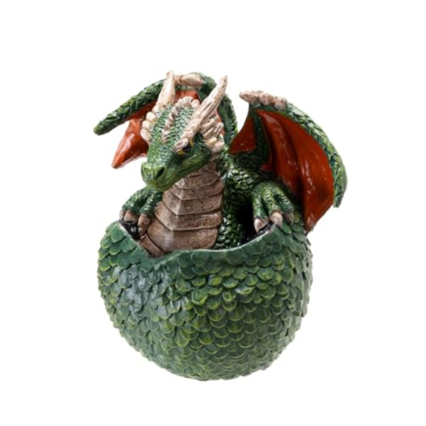 Green Dragon Hatchling Figurine Adorable Baby Dragon Emerging from Egg Fantasy Resin Sculpture 3.54 inch Tall