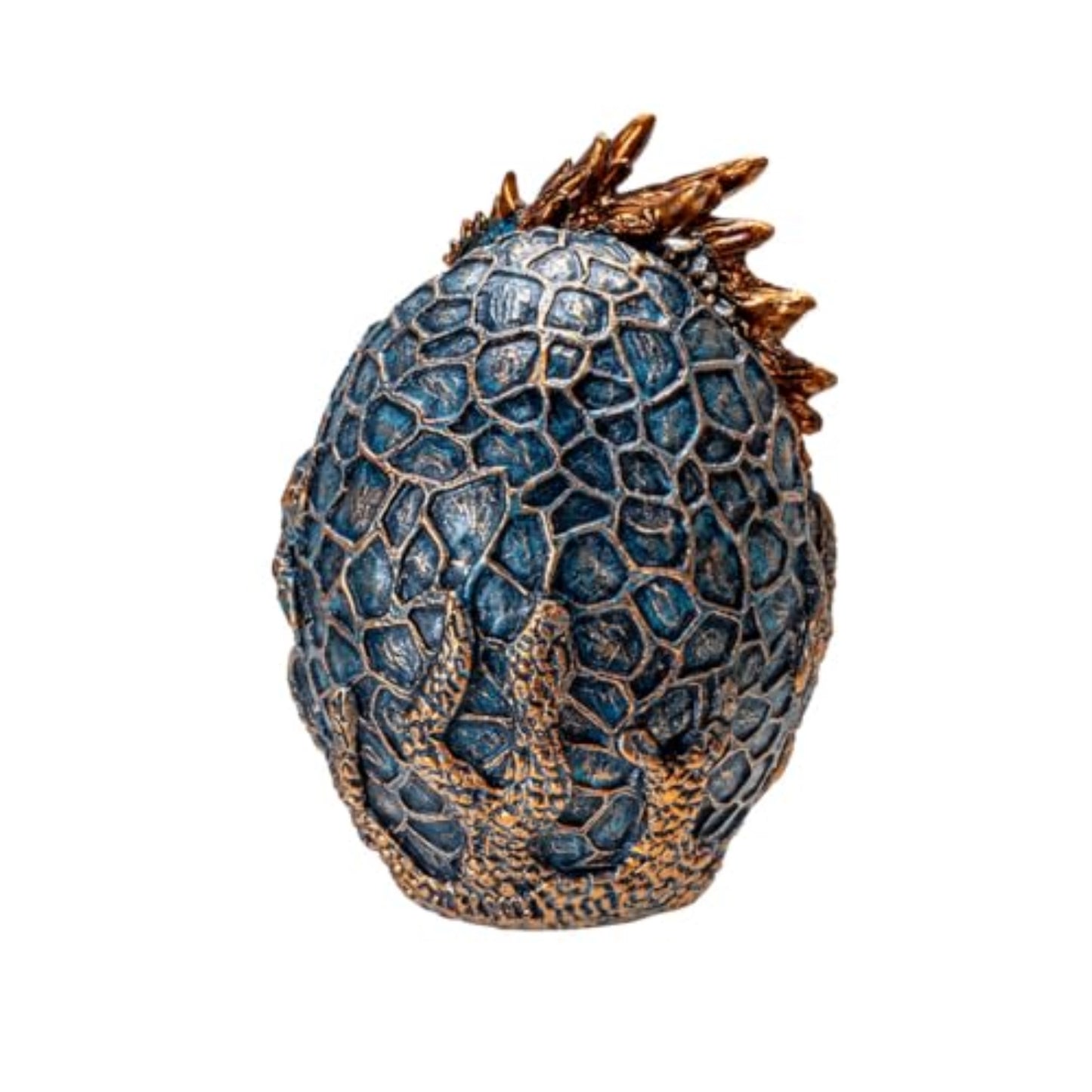 Dragon Hatchling Figurine Blue and Gold Baby Dragon Emerging from Egg Fantasy Resin Sculpture 3.62 inch