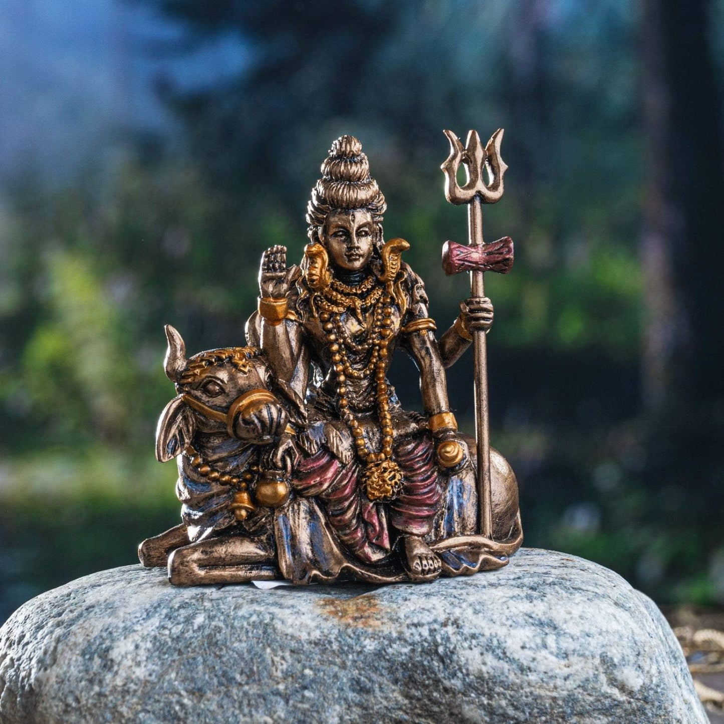 Hindu God Lord Shiva Miniature Statue Resin Gold Figurine 2.75 inch