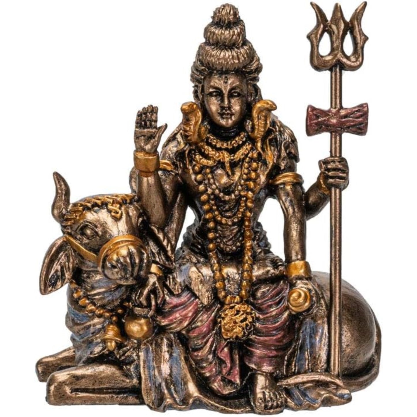 Hindu God Lord Shiva Miniature Statue Resin Gold Figurine 2.75 inch