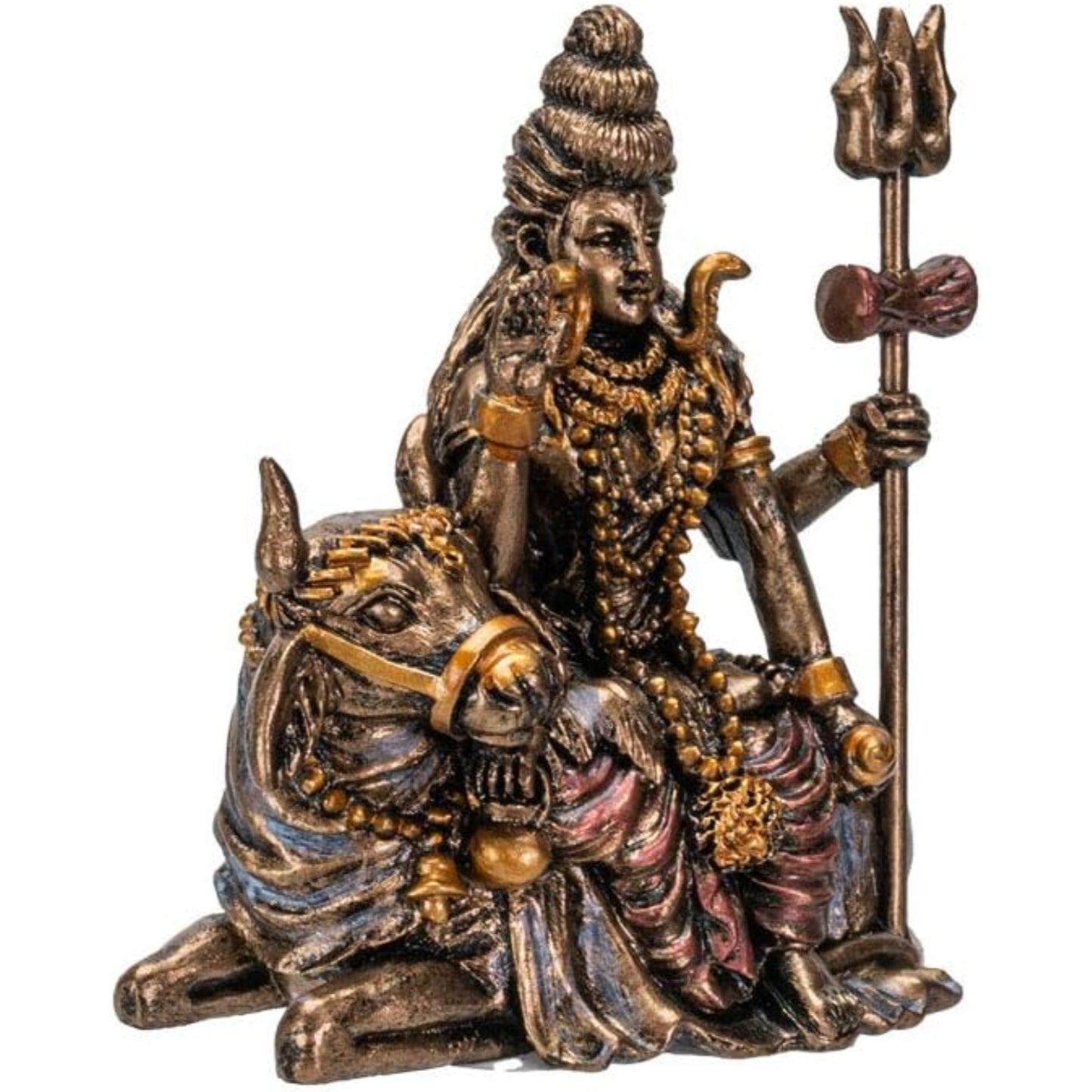 Hindu God Lord Shiva Miniature Statue Resin Gold Figurine 2.75 inch