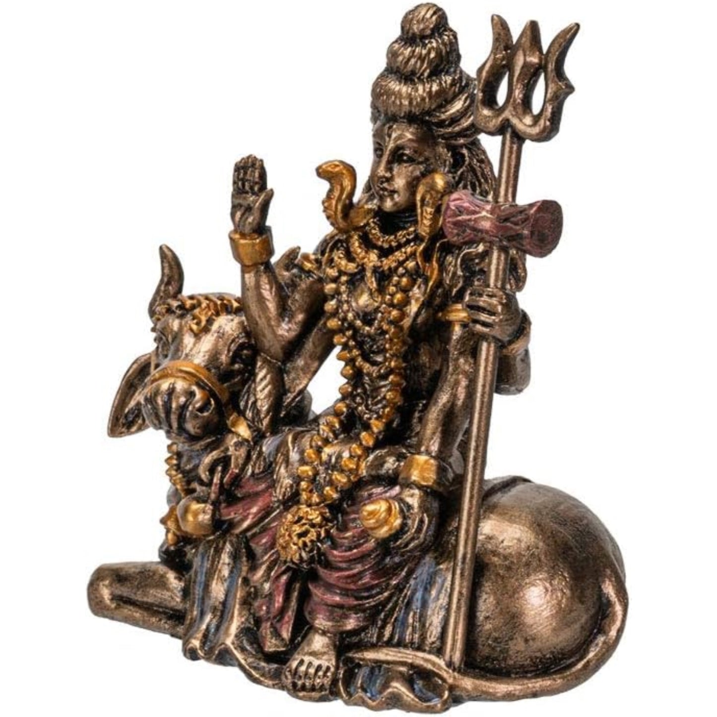 Hindu God Lord Shiva Miniature Statue Resin Gold Figurine 2.75 inch