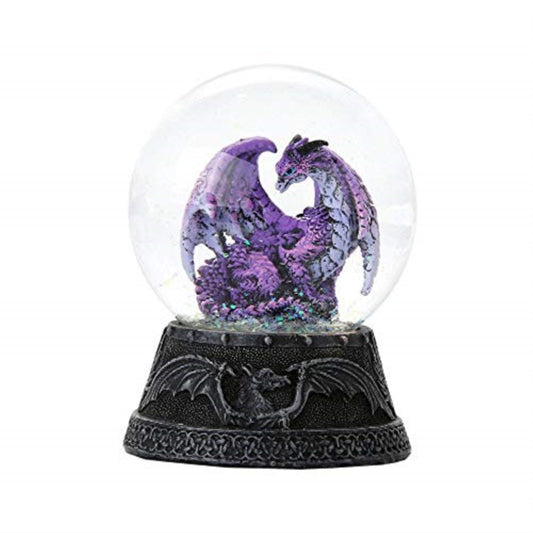 Hoarfrost Purple Dragon Ball Water Globe with Glitters 80mm Resin Figurine Home Decor