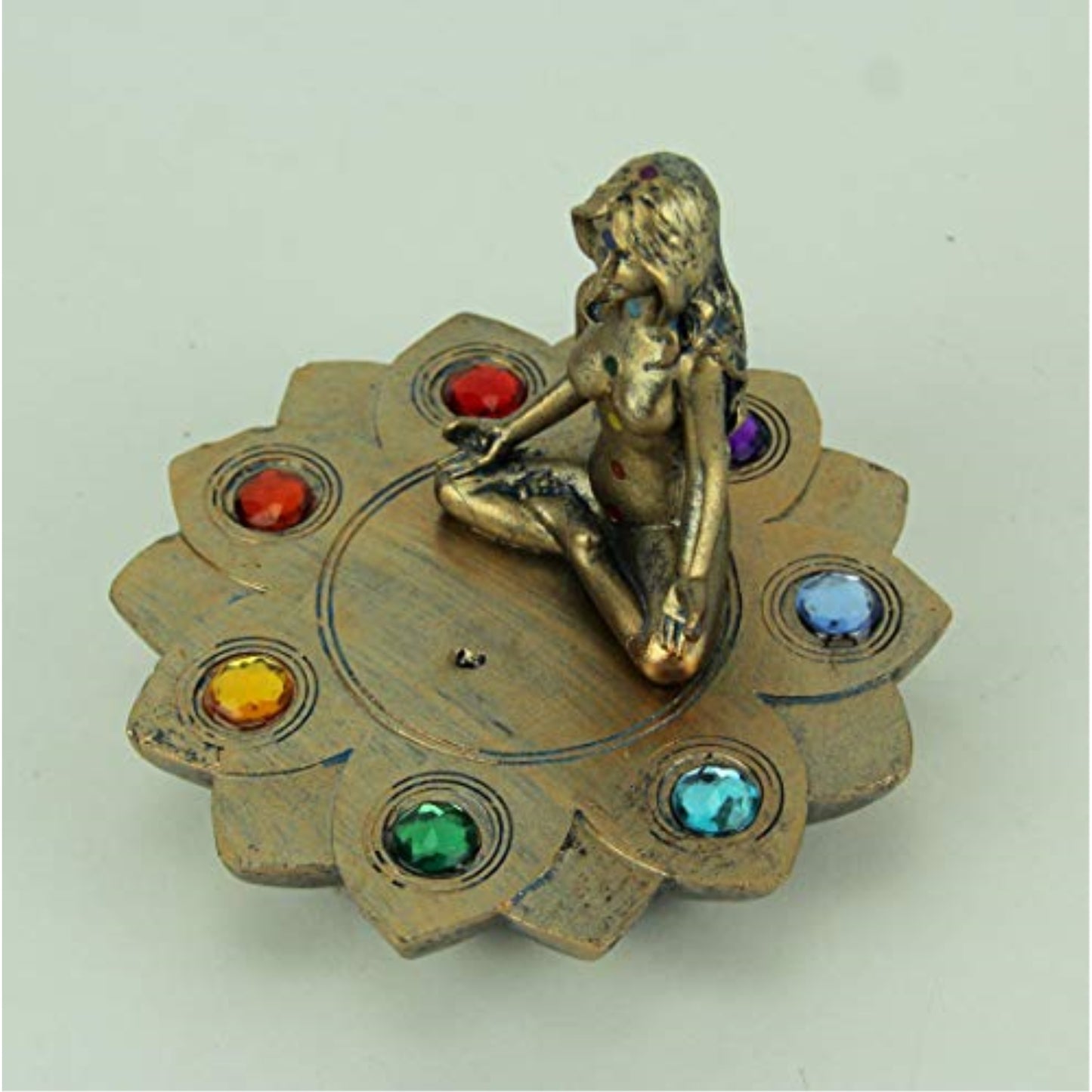 Fantasy Gifts Colored Chakra Stone Incense Burner, 4 x 5 inches, Multicolor