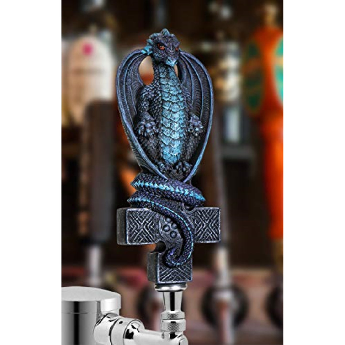 Fantasy Dragon On Celtic Cross Beer Tap Handle Display for Homebrew Kegerators Man Cave Bars Cool Beer Gift