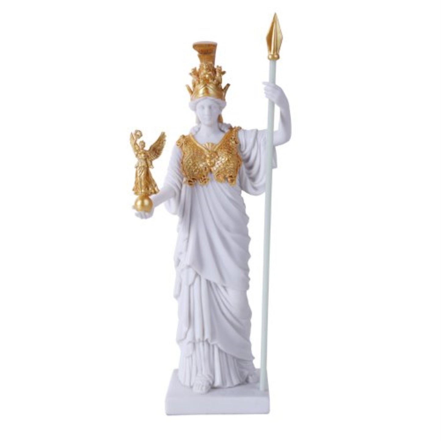 Patroness of Athens Athena Greek Goddess Figurine Wisdom War Strategy Classical Finish in Gold Leaf 11.75 inch
