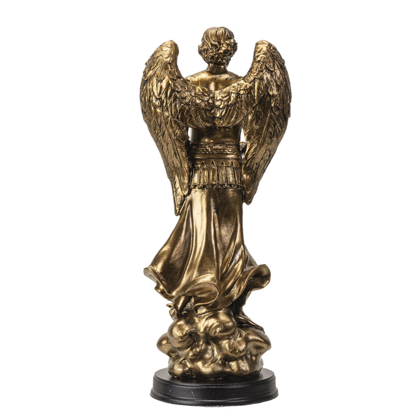 St. Gabriel Archangel Messenger from God Figurine 8 Inch Tall Wooden Base with Brass Name Plate