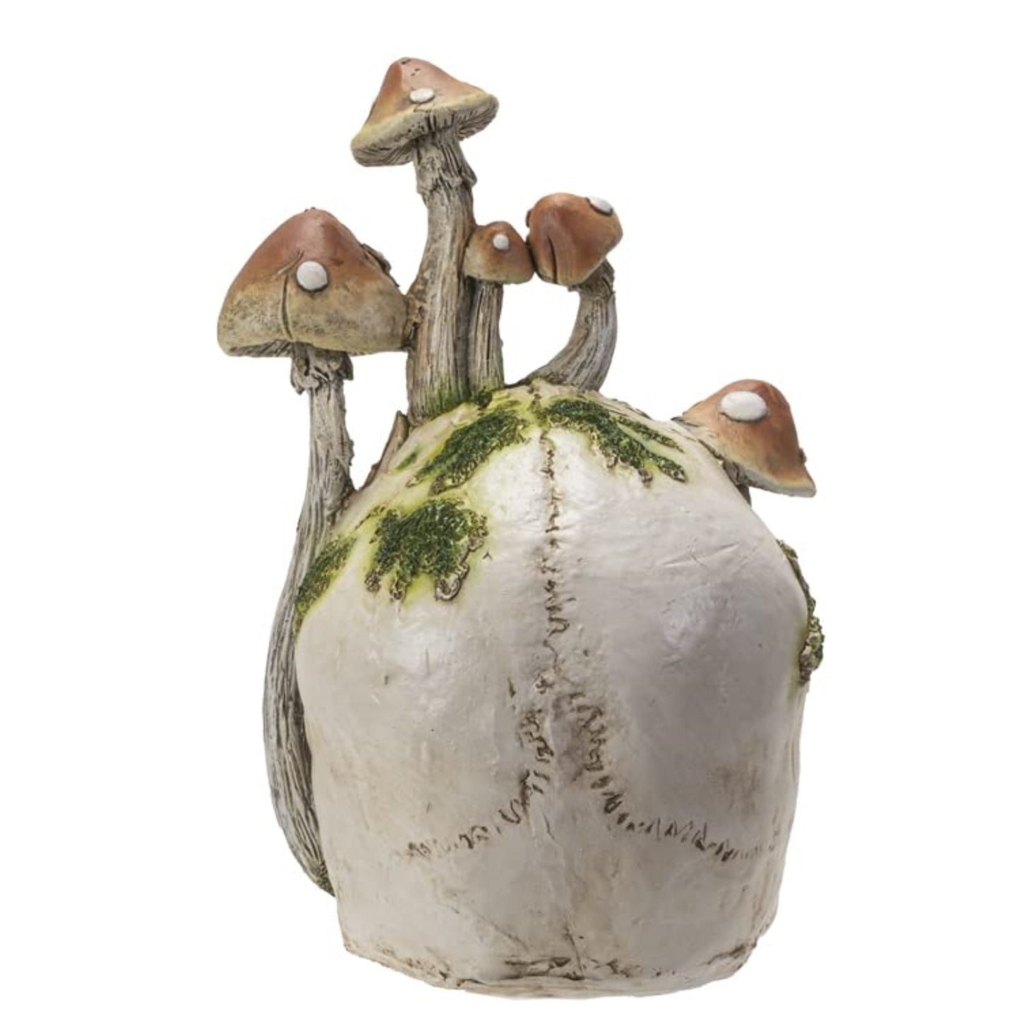 Human Skull with Mushrooms Growing Figurine 8.3 inch Tall Resin Halloween Home Decor