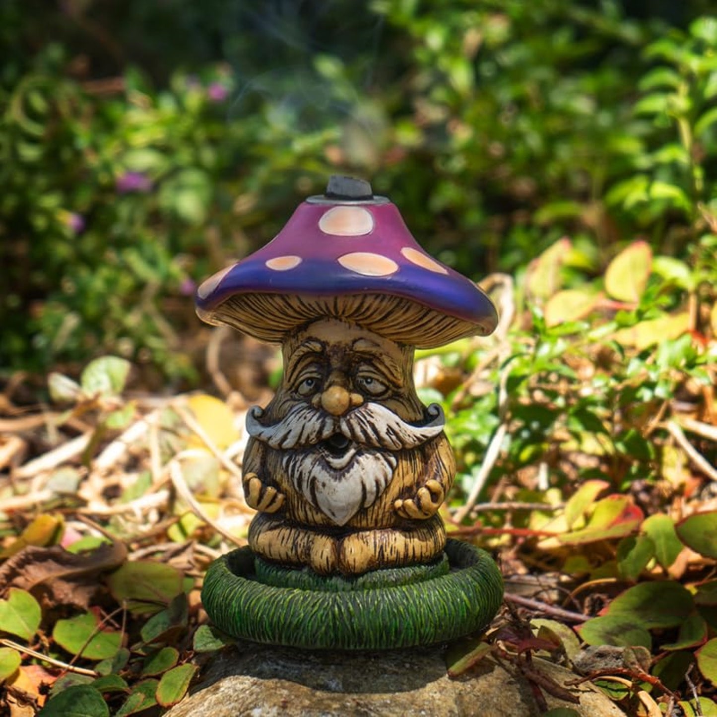 Relaxing Mushroom Gnome Backflow Incense Burner Home and Garden Relaxation and Meditation 4.5 inch