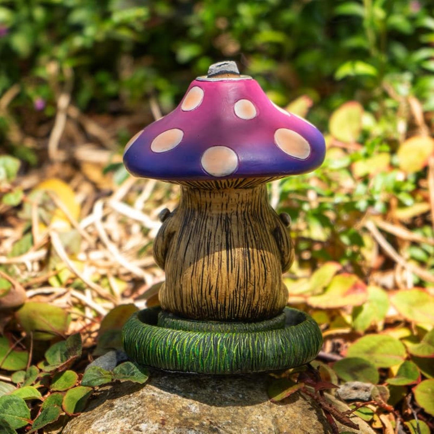 Relaxing Mushroom Gnome Backflow Incense Burner Home and Garden Relaxation and Meditation 4.5 inch