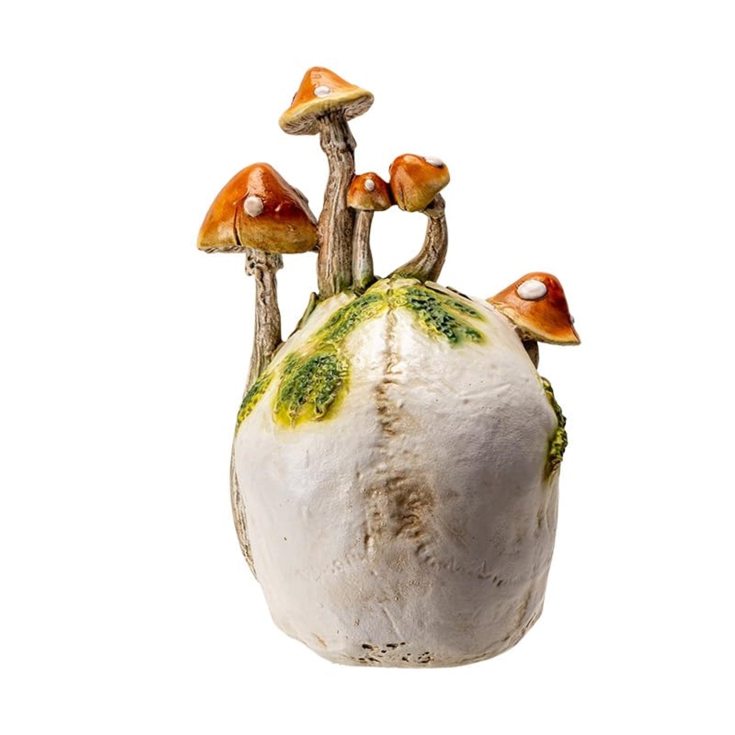 Large Human Skull with Mushrooms Growing Fungi Halloween Figurine Decoration 11.8 inch