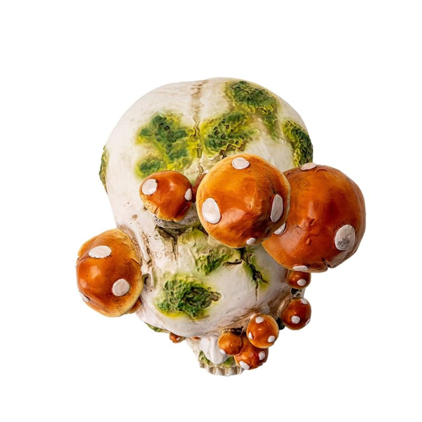 Large Human Skull with Mushrooms Growing Fungi Halloween Figurine Decoration 11.8 inch