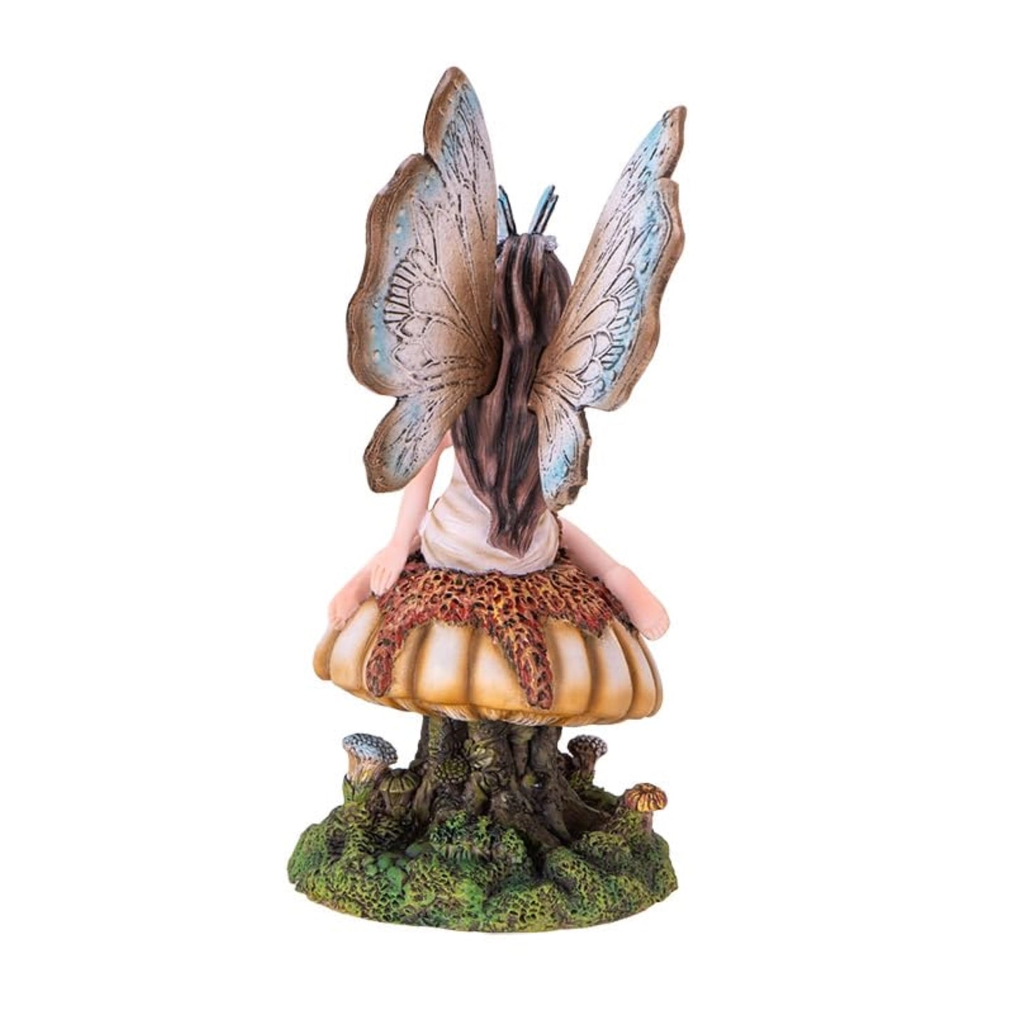 Butterfly Fairy on Mushroom Statue 8.27 inch Fantasy Figurine with Delicate Wings and Butterfly Details