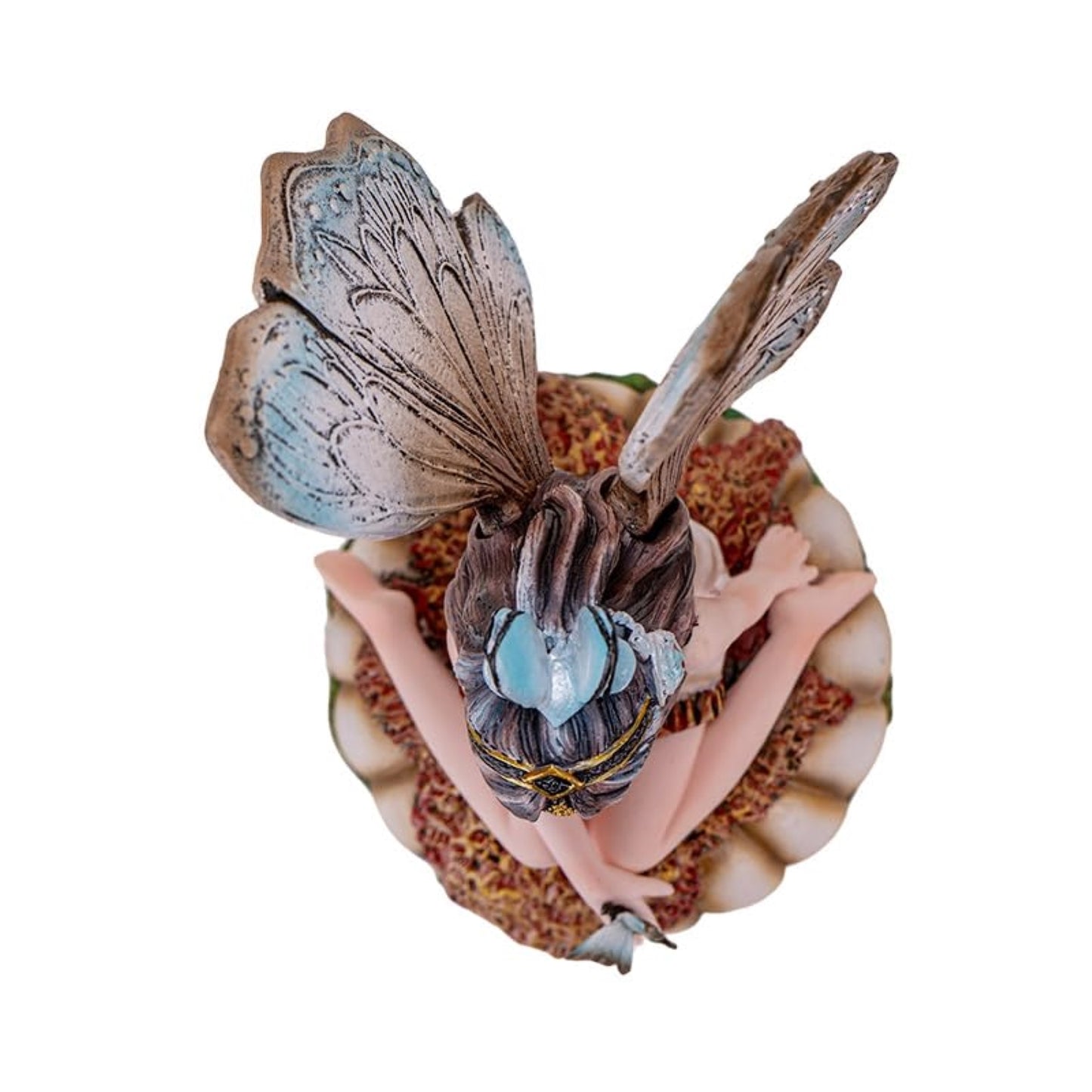Butterfly Fairy on Mushroom Statue 8.27 inch Fantasy Figurine with Delicate Wings and Butterfly Details