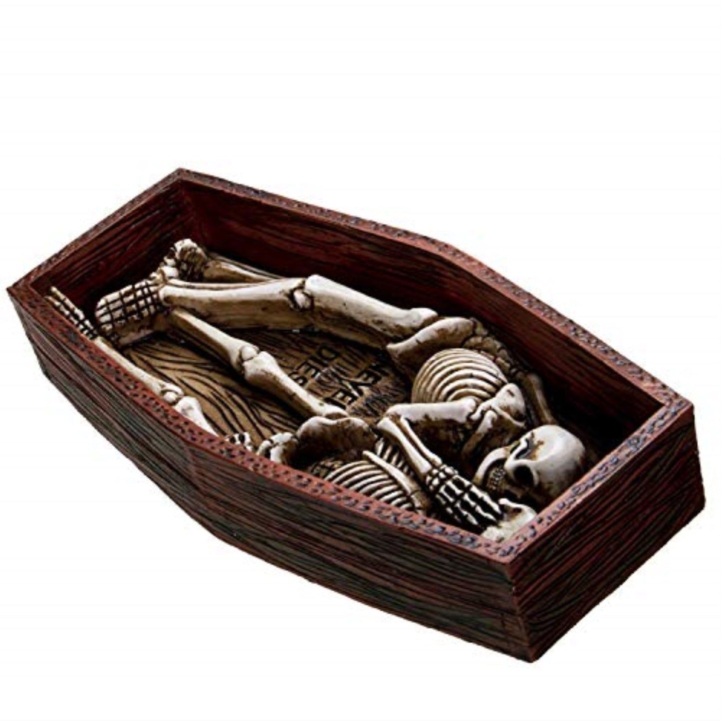 Love Never Dies Skeleton Couple Buried Together in The Coffin Resin Figurine 6.75 inch
