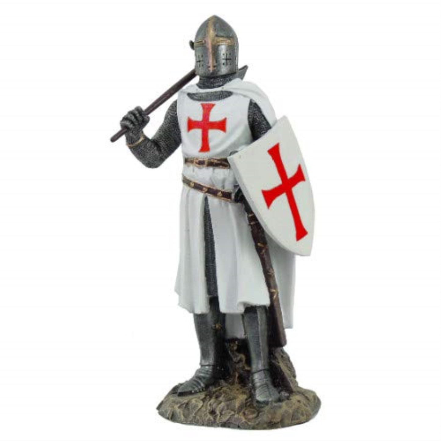 Crusader Knight in Full Shield and Sword Armor Collectible Figurine 11.5 Inch Tall
