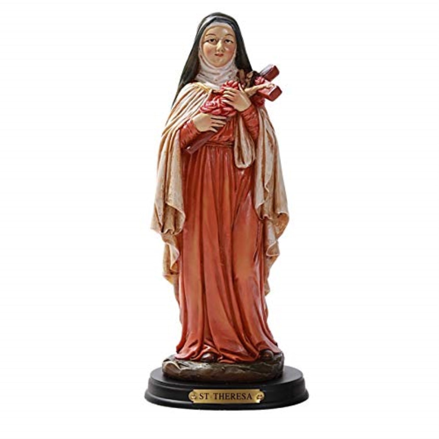 Saint Theresa of Ávila Wood Base with Brass Name Plate Figurine 7.75 Inch