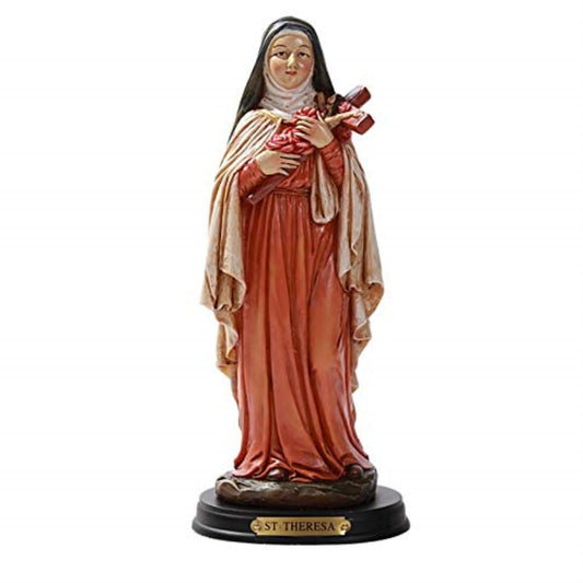 Saint Theresa of Ávila Wood Base with Brass Name Plate Figurine 7.75 Inch