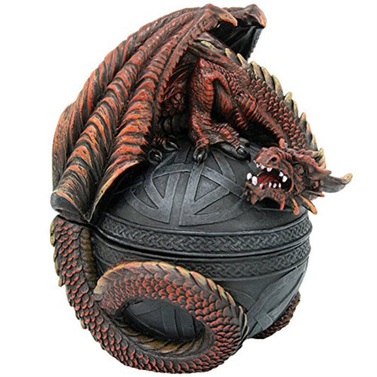 Red Dragon Celtic Box Jewelry Trinket Keepsake Box Container 5.5 x 6.5 inch