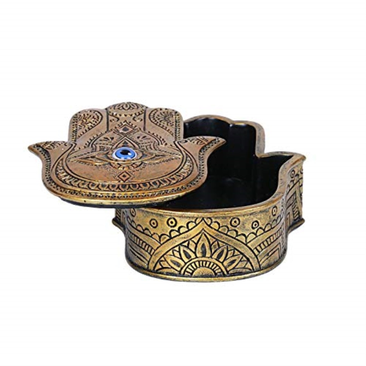 Golden Hamsa Hand Jewelry Trinket Keepsake Box Container Home Decor