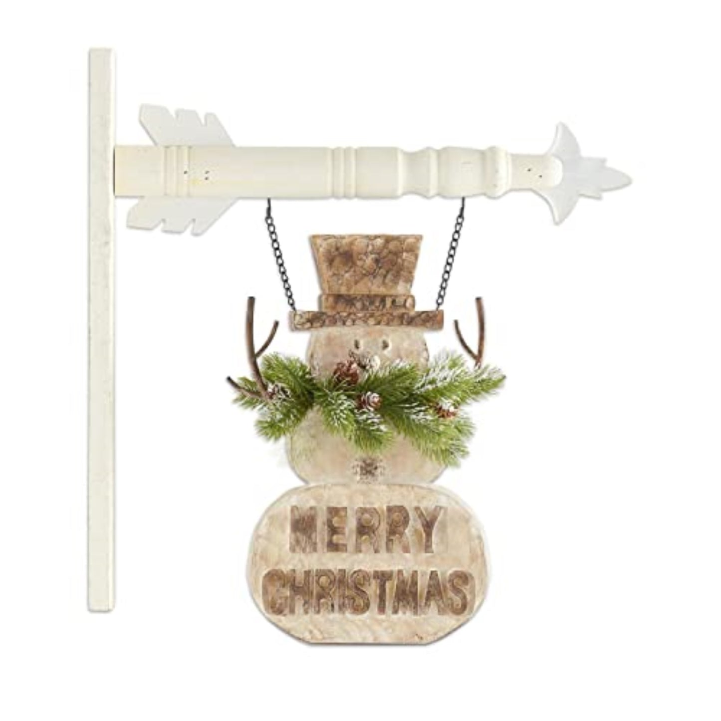 K&K Interiors Merry Christmas Double-Sided Snowman Arrow Replacement Sign 13 inch - Arrow Sold Separately