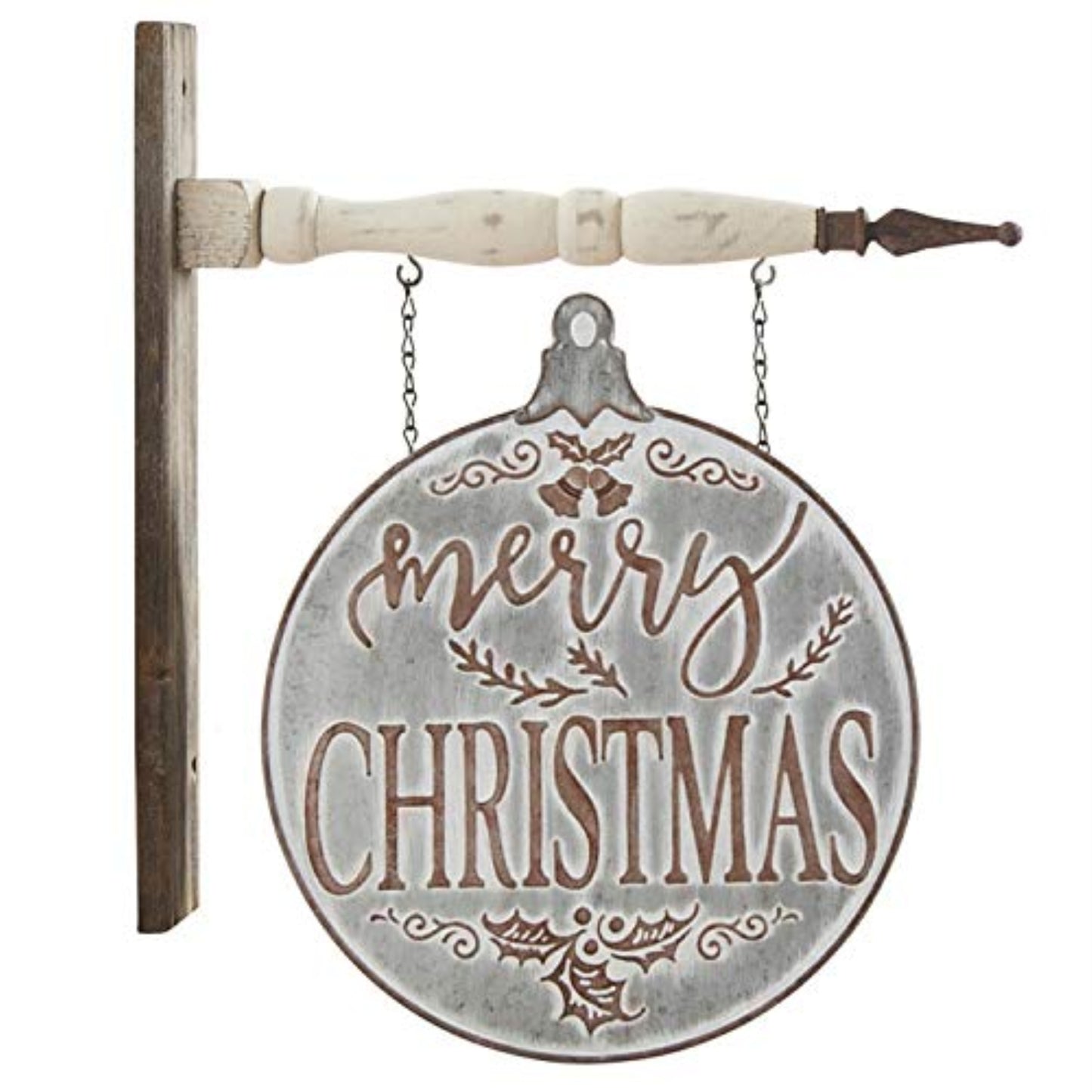 K&K Interiors Grey Metal Merry Christmas Double Sided Arrow Replacement Sign 13 inch - Arrow Sold Separately