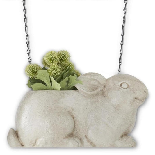 K&K Interiors Tan Faux Stone Resin Rabbit Planter Arrow Replacement Sign 11.5 inch - Arrow Sold Separately