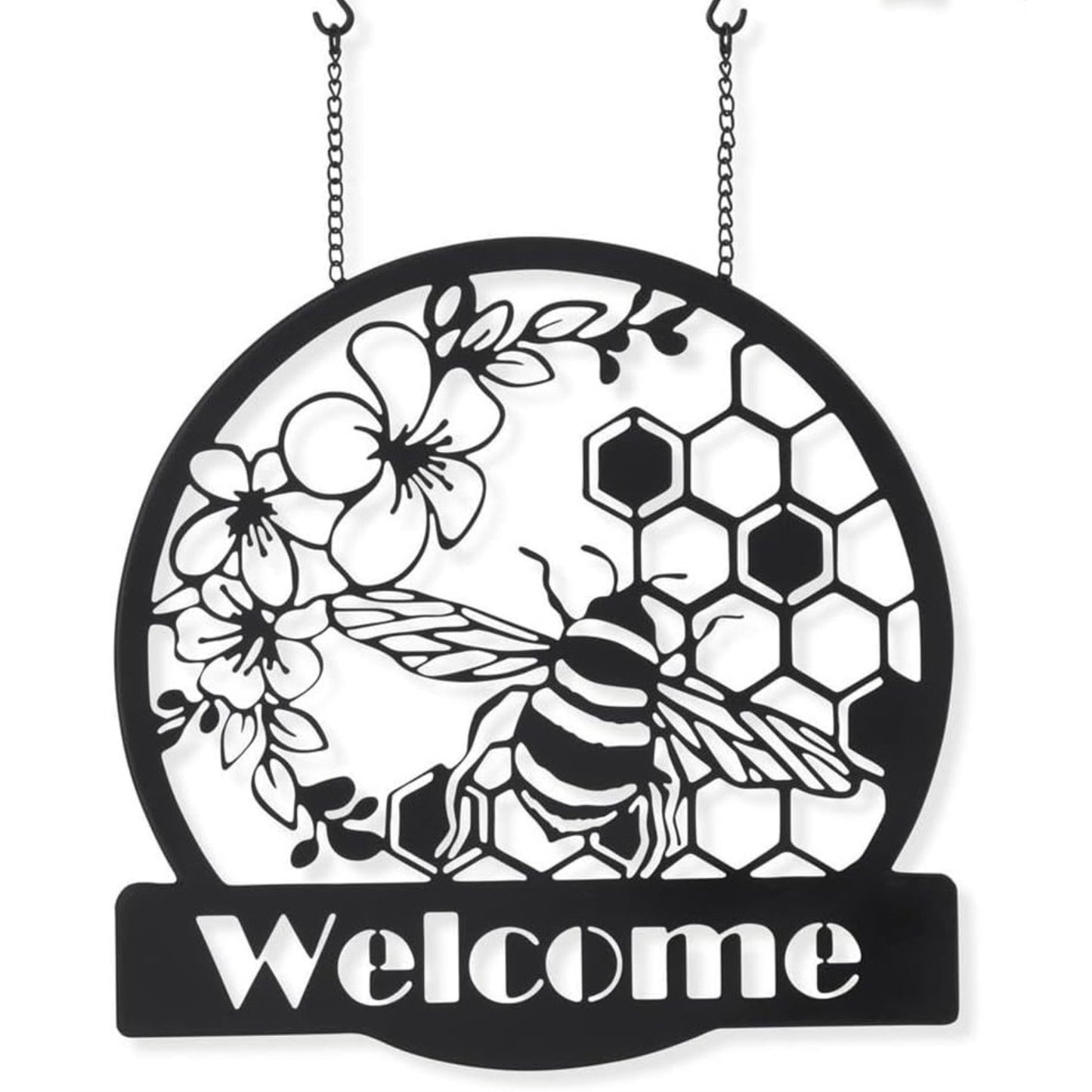 K&K Interiors Black Metal Cutout Bee Welcome Sign Arrow Replacement 13 inch - Arrow Sold Separately