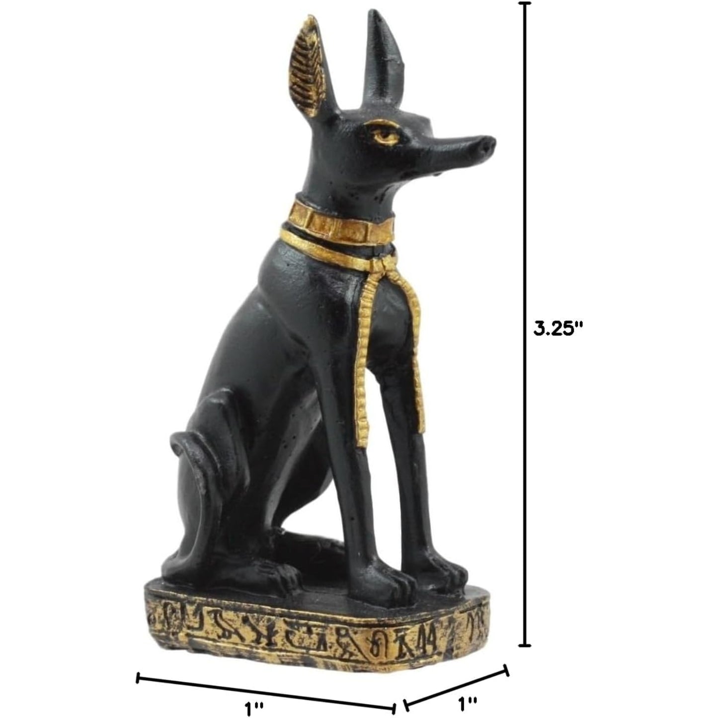 Egyptian Anubis God of the Afterlife Sitting Jackal Egypt Resin Figurine 3.25 inch