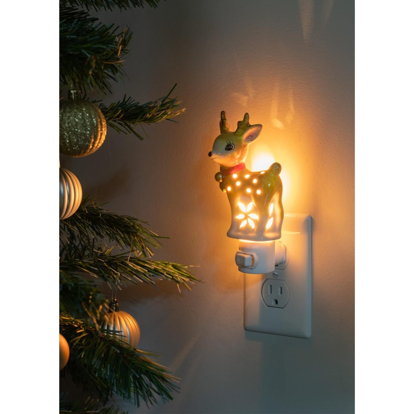 Christmas Deer Night Light Ceramic Electric Plug-In Mx181440