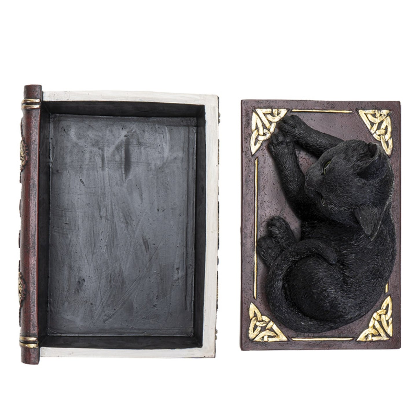 Black Cat On Book Jewelry Trinket Keepsake Box Figurine 4.6 inch