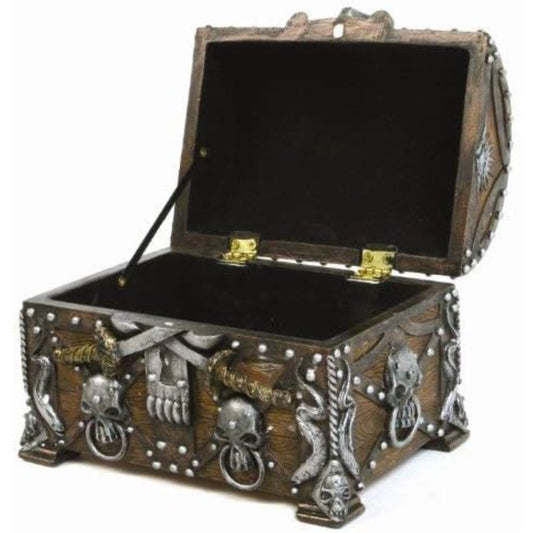 Pirate's Treasure Chest Mini Resin Jewelry Trinket Keepsake Box 5.6 x 6.7 inch