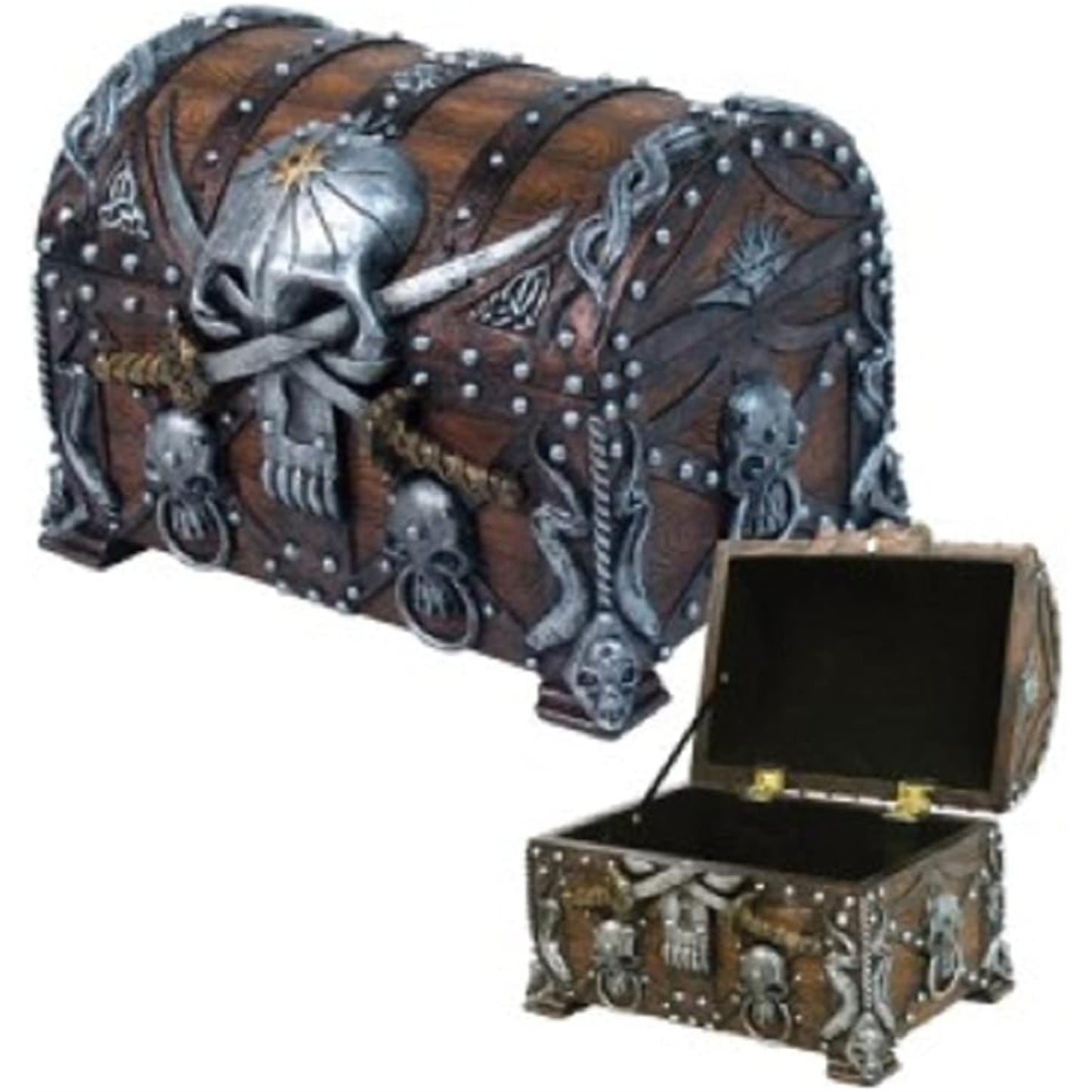 Pirate's Treasure Chest Mini Resin Jewelry Trinket Keepsake Box 5.6 x 6.7 inch