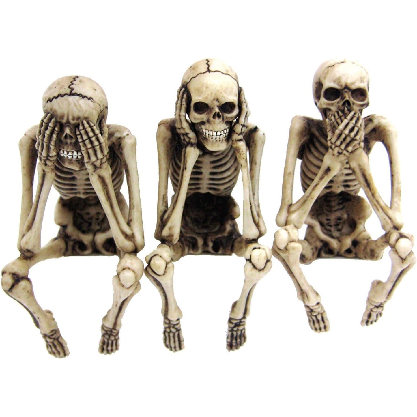 See Speak and Hear No Evil Skeleton Halloween Shelf Sitters Statue Figurine 3.75 inch