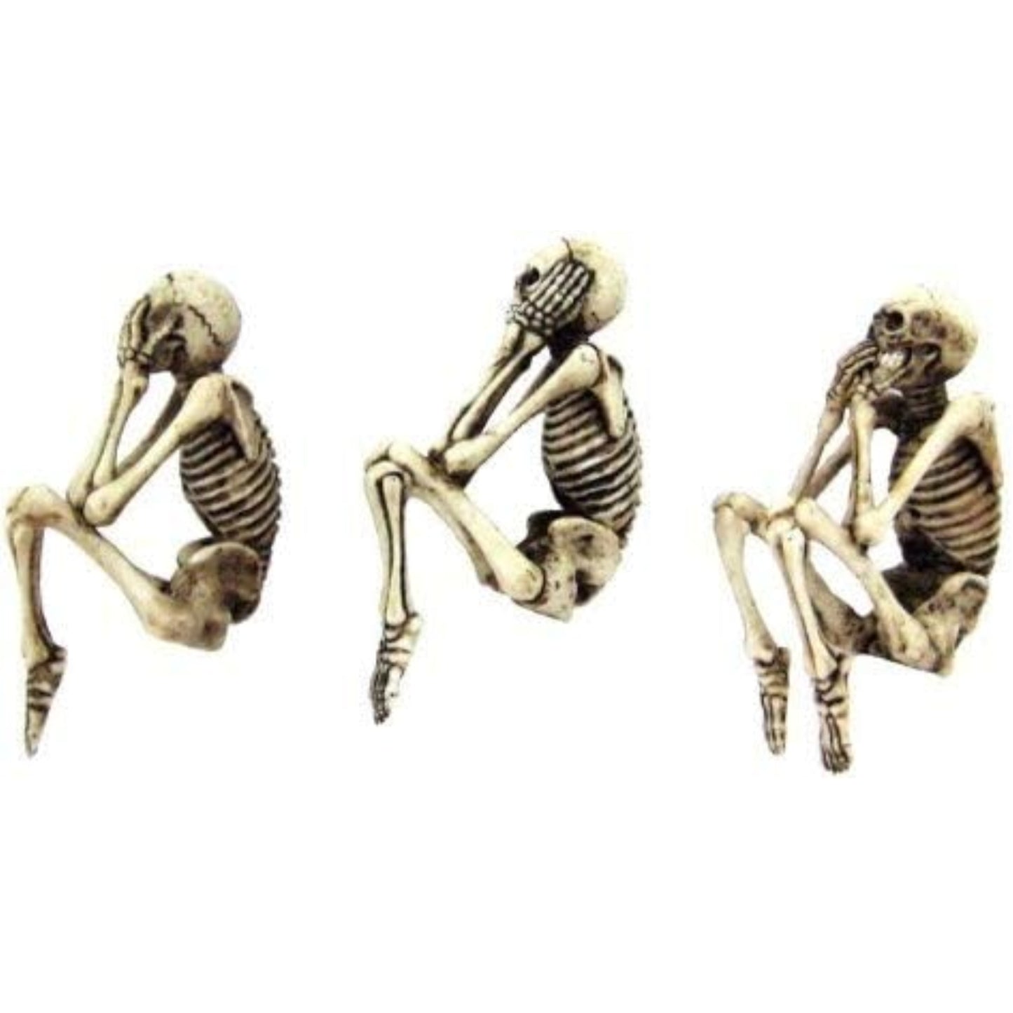 See Speak and Hear No Evil Skeleton Halloween Shelf Sitters Statue Figurine 3.75 inch