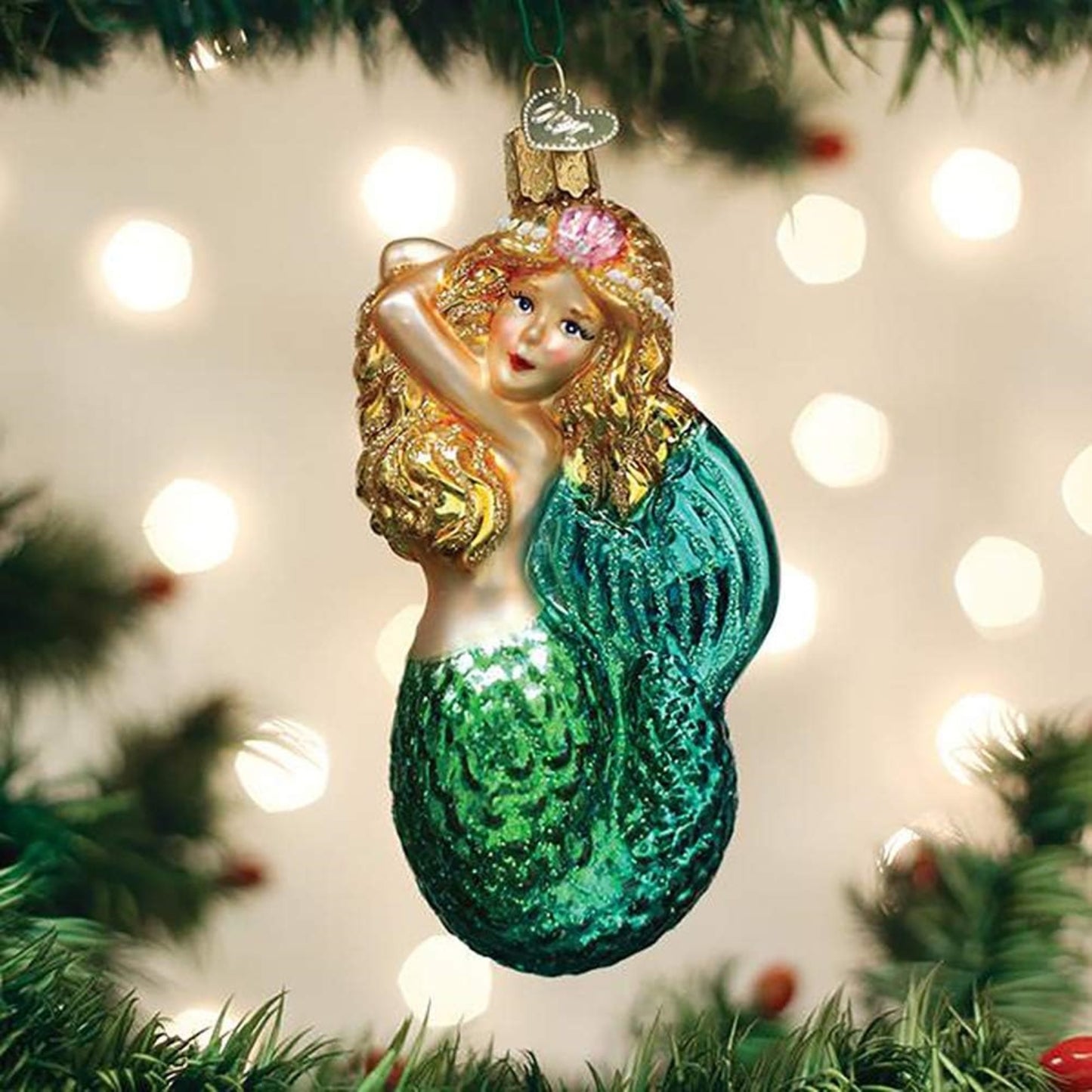 Old World Christmas 10234 Glass Blown Seashell Mermaid Ornament