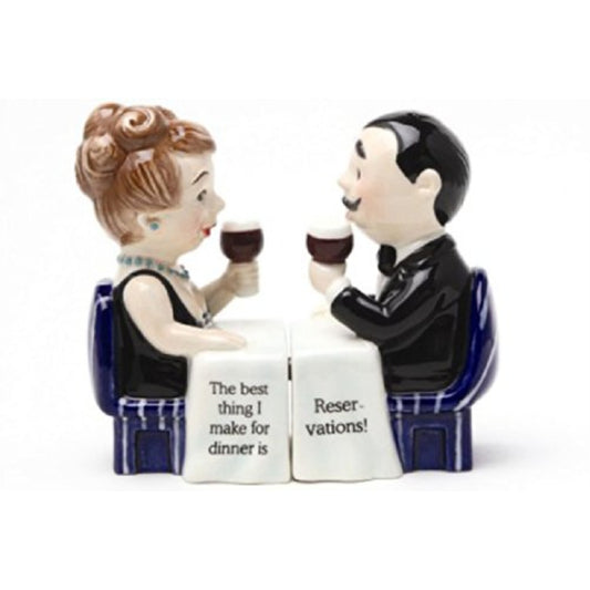 Pacific Trading Reservation Magnetic Ceramic Salt and Pepper Shaker Set Wedding Anniversary