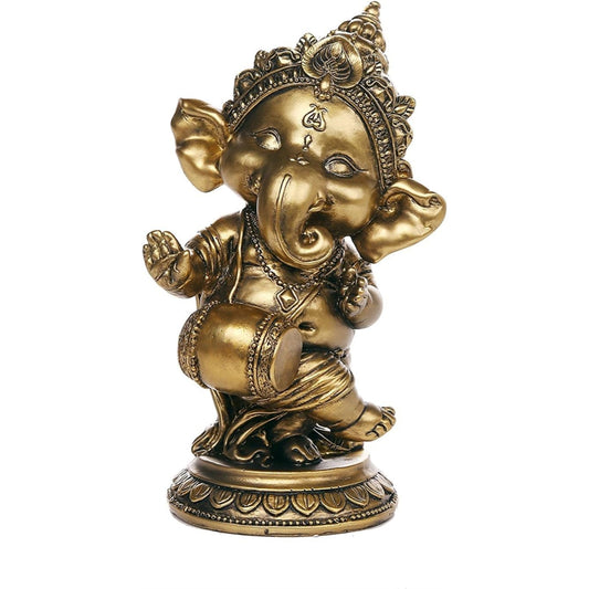 Ganesha The Hindu Elephant Deity Dancing Playing Instrument Figurine Sculpture 6 inch