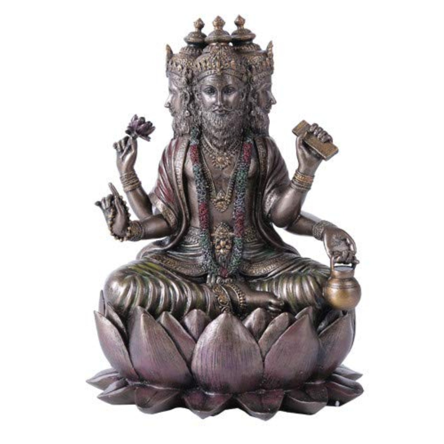 Hindu Brahma God Four Faced Vedas Statue Figurine 8 Inch