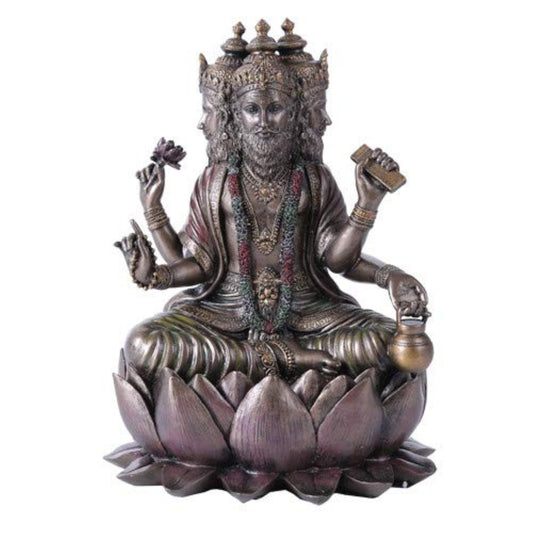 Hindu Brahma God Four Faced Vedas Statue Figurine 8 Inch