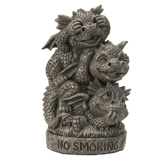 No Smoking Stacked Dragons Resin Incense Burner 5 inch
